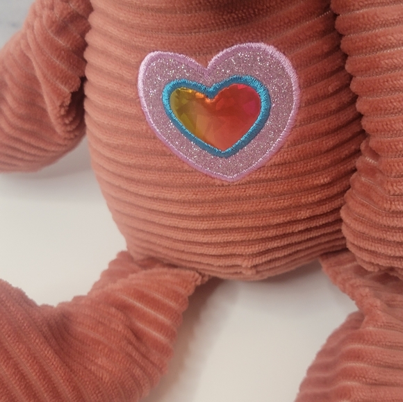 Corduroy Dusty Rose Plush Stuffed Fox with Heart on Chest - Picture 4 of 8
